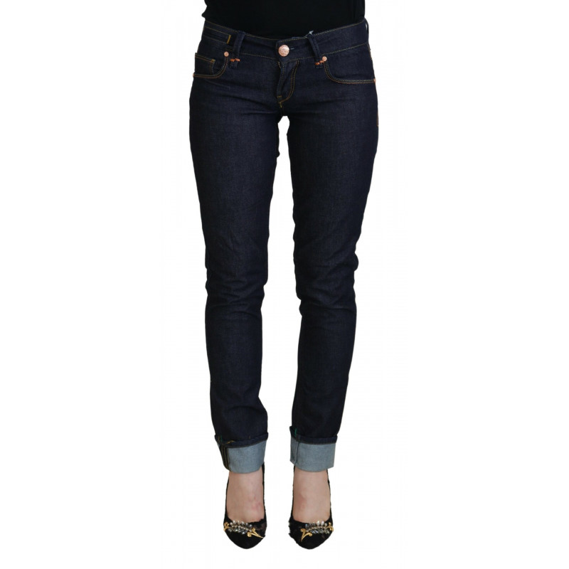 Jeans casual da donna slim fit a vita bassa in cotone blu - W26