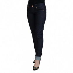 Jeans casual da donna slim fit a vita bassa in cotone blu - W26