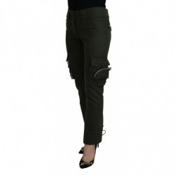 Pantaloni affusolati da donna con gamba verde con lacci - IT44-L