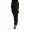 Pantaloni affusolati da donna con gamba verde con lacci - IT44-L