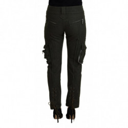 Pantaloni affusolati da donna con gamba verde con lacci - IT44-L