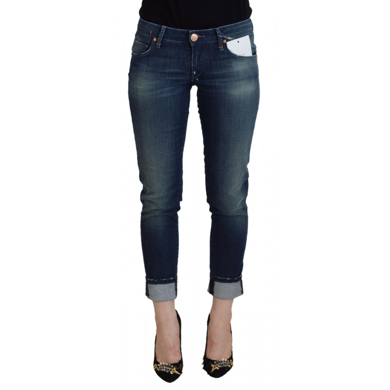 Jeans denim casual da donna slim fit in cotone blu - W26