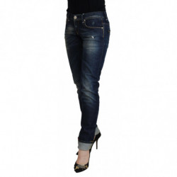 Jeans denim casual da donna slim fit in cotone blu - W26