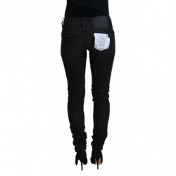 Jeans denim casual da donna slim fit in cotone nero - W24