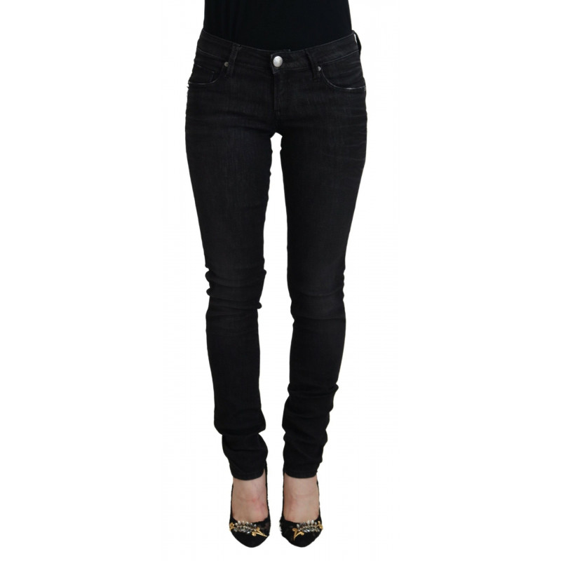 Jeans denim casual da donna slim fit in cotone nero - W26