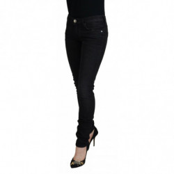 Jeans denim casual da donna slim fit in cotone nero - W26