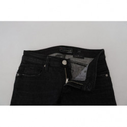 Jeans denim casual da donna slim fit in cotone nero - W26