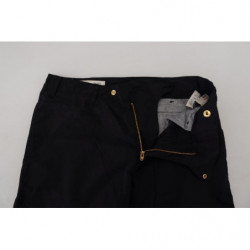 Pantaloni da donna larghi a vita alta in cotone nero - W28
