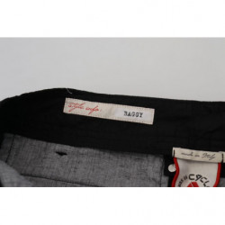 Pantaloni da donna larghi a vita alta in cotone nero - W28