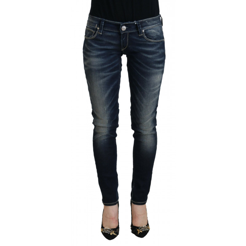 Jeans denim da donna slim fit in cotone lavato blu - W26