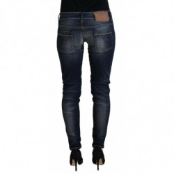 Jeans denim da donna slim fit in cotone lavato blu - W26