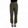 Pantaloni affusolati da donna a vita alta in cotone verde - IT40-S
