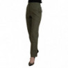 Pantaloni affusolati da donna a vita alta in cotone verde - IT40-S