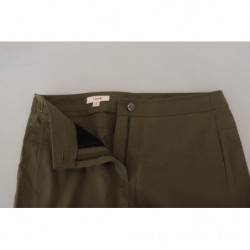 Pantaloni affusolati da donna a vita alta in cotone verde - IT40-S