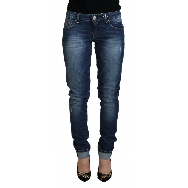 Jeans denim da donna slim fit in cotone lavato blu - W25
