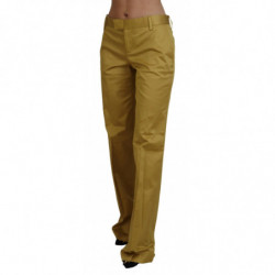 Pantaloni da donna a vita media in cotone dorato - IT40-S
