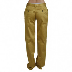 Pantaloni da donna a vita media in cotone dorato - IT40-S