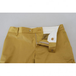 Pantaloni da donna a vita media in cotone dorato - IT40-S