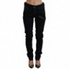 Jeans skinny in denim slim fit a vita media in cotone nero - W28