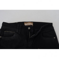 Jeans skinny in denim slim fit a vita media in cotone nero - W28