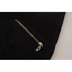 Jeans skinny in denim slim fit a vita media in cotone nero - W28