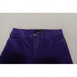 Pantaloni da donna in velluto a coste di cotone viola - W29