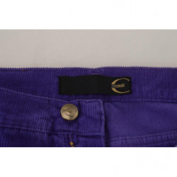 Pantaloni da donna in velluto a coste di cotone viola - W29