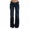 Jeans denim da donna svasati a vita bassa blu - W26
