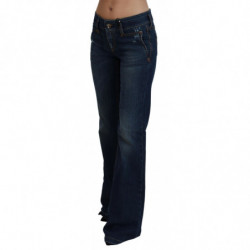 Jeans denim da donna svasati a vita bassa blu - W26