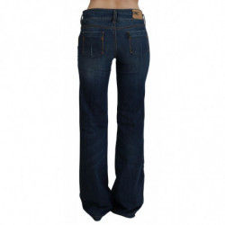 Jeans denim da donna svasati a vita bassa blu - W26