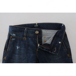 Jeans denim da donna svasati a vita bassa blu - W26