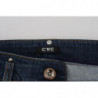 Jeans denim da donna svasati a vita bassa blu - W26