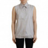 Top senza maniche colletto cotone righe grigio chiaro - IT40-S