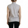 Top senza maniche colletto cotone righe grigio chiaro - IT40-S