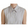 Top senza maniche colletto cotone righe grigio chiaro - IT40-S