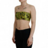Top corto senza spalline in nylon con stampa grafica gialla - IT38-XS