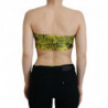Top corto senza spalline in nylon con stampa grafica gialla - IT38-XS