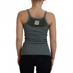 Canotta slim girocollo senza maniche in cotone verde - IT40-S