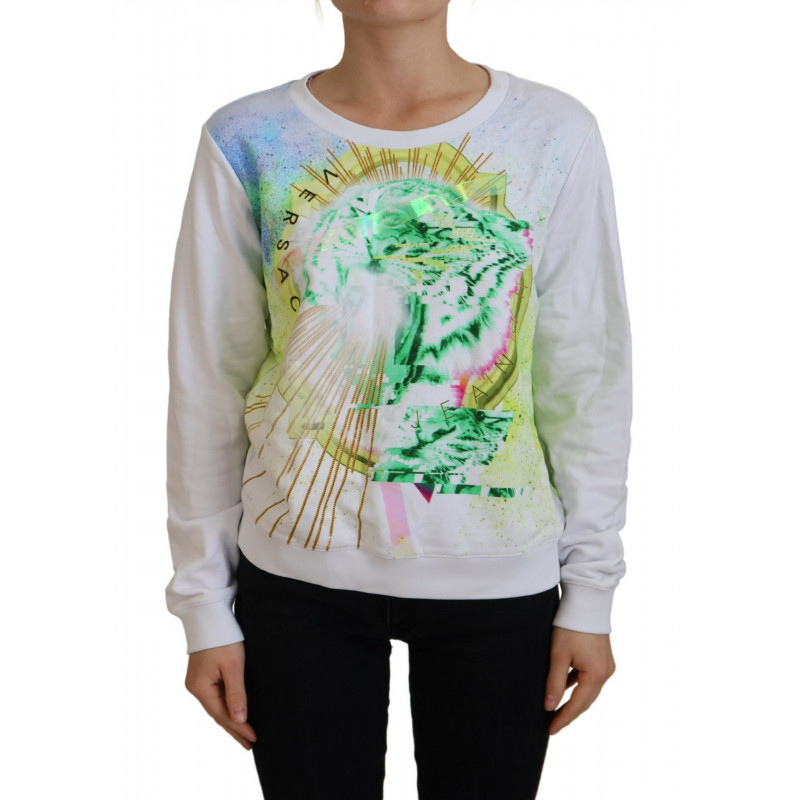 Maglione a maniche lunghe con stampa grafica bianca - IT38-XS