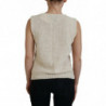 Canotta girocollo senza maniche in misto cotone beige - ONE SIZE