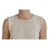 Canotta girocollo senza maniche in misto cotone beige - ONE SIZE