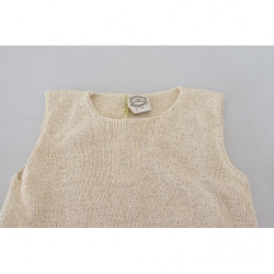 Canotta girocollo senza maniche in misto cotone beige - ONE SIZE