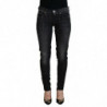 Jeans casual da donna skinny a vita bassa in cotone nero - W28