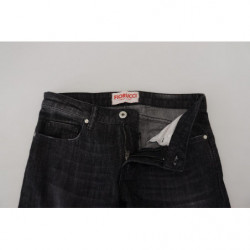 Jeans casual da donna skinny a vita bassa in cotone nero - W28