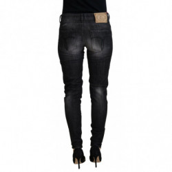 Jeans casual da donna skinny a vita bassa in cotone nero - W27