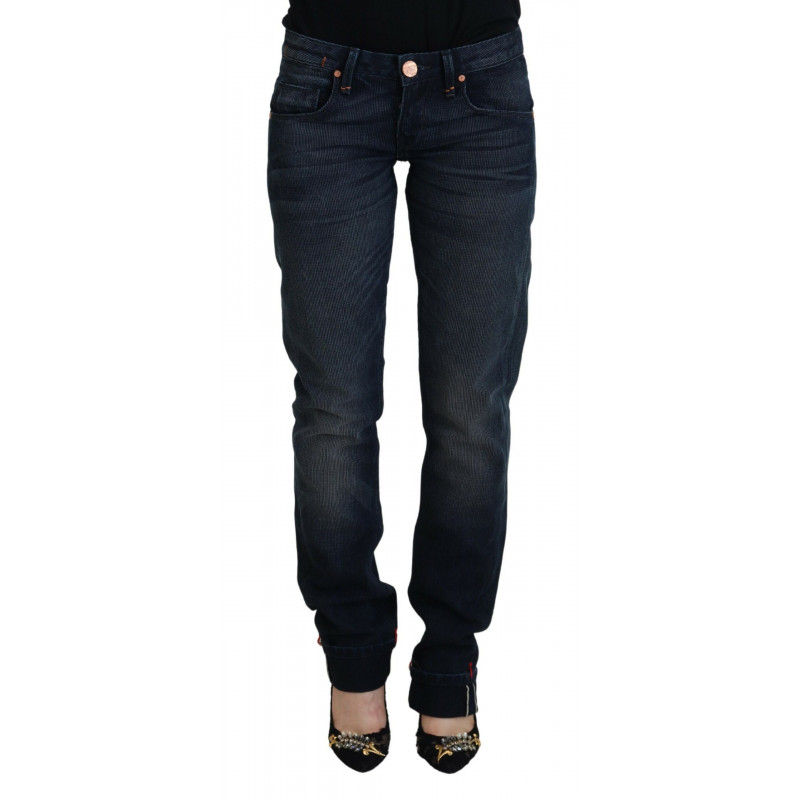 Jeans casual da donna dritti a vita bassa blu - W26