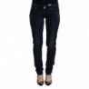 Jeans casual da donna slim fit a vita bassa in cotone blu - W26
