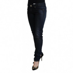 Jeans casual da donna slim fit a vita bassa in cotone blu - W26