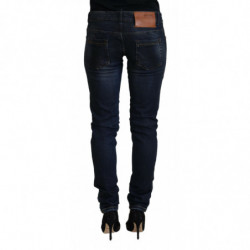 Jeans casual da donna slim fit a vita bassa in cotone blu - W26