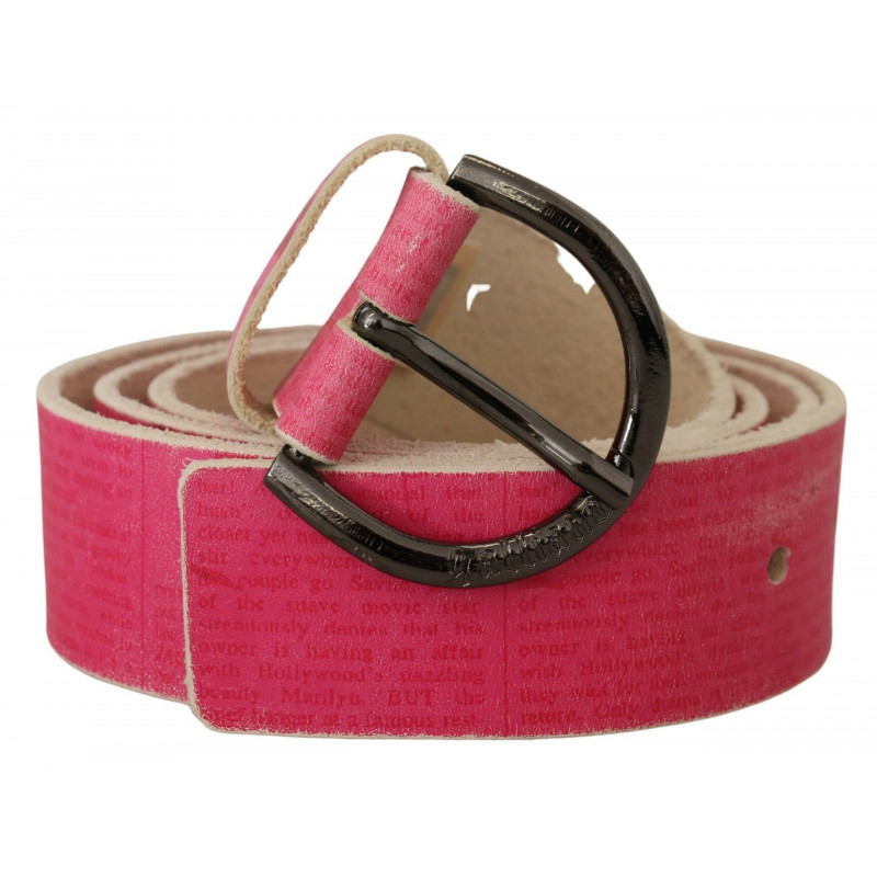 Cintura vita fibbia rotonda logo pelle rosa - 100 CM / 40 INCHES